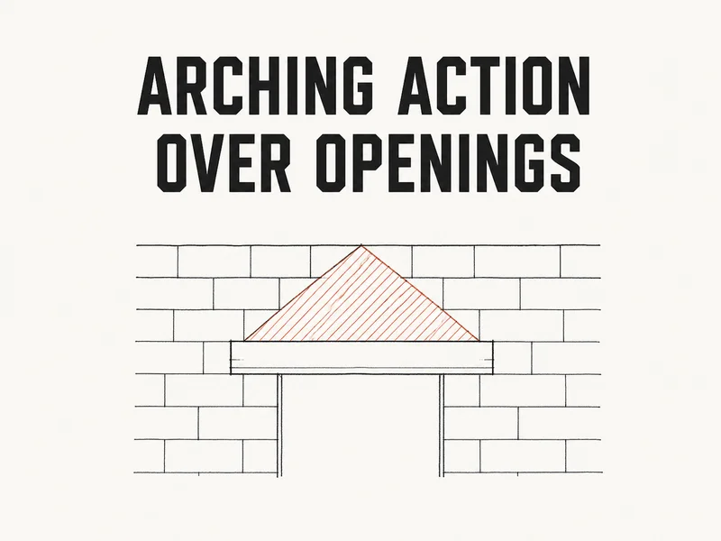 Sketch of a masonry wall over a door opening with a lintel and a hatched 45 degree triangle of wall load above it