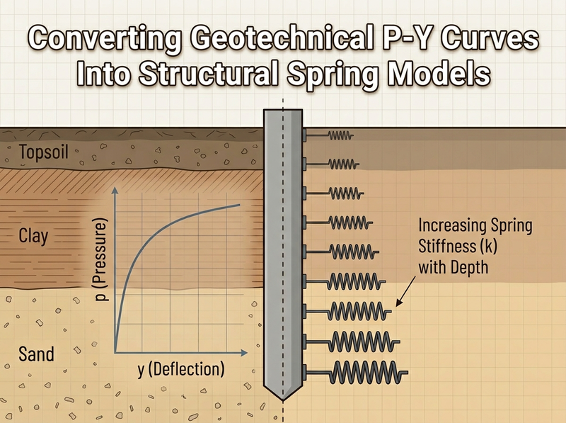 Converting Geotechnical P Y Curves Into Structural Spring Models - Structural Engineering Illustration