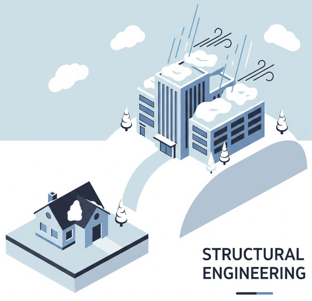 Navigating Wind and Snow Loads in Part 4 vs. Part 9 - structural engineering illustration