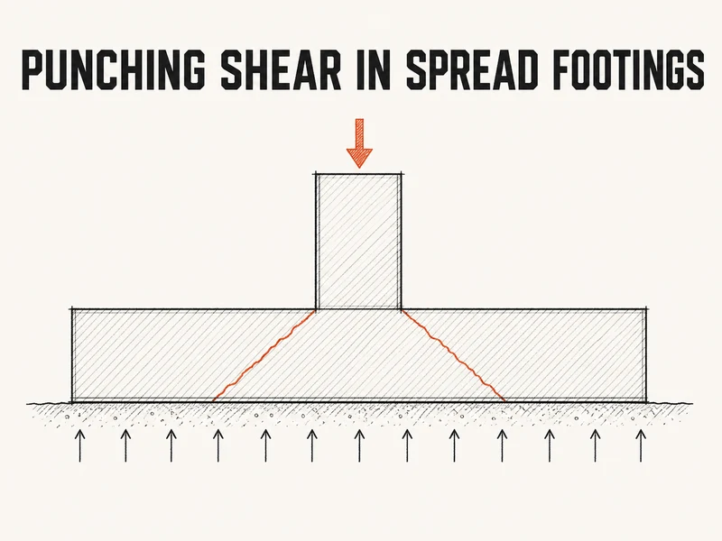 Hatched footing and column with red diagonal lines, one downward arrow and 13 upward arrows