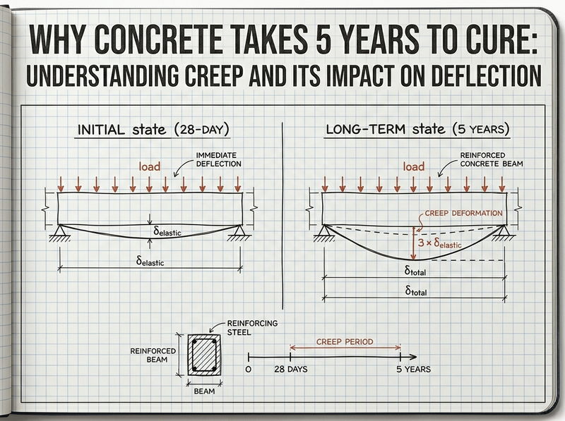 Why Concrete Takes 5 Years to Cure: Understanding Creep and Its Impact on Deflection